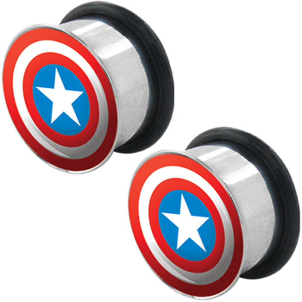 BodyCandy 7/8 Captain America Steel Tunnel Plugs Set — main product shot