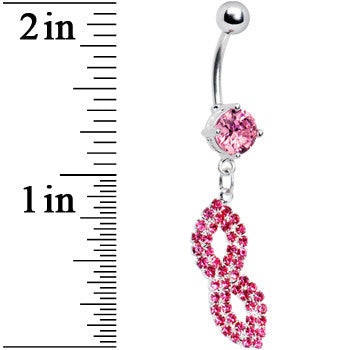 BodyCandy Pink Gem Masquerade Mask Belly Ring — detail close-up