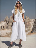 Full Size Hooded Midi Dress with Zipper and Pockets Plus Size