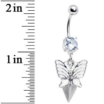 BodyCandy Crystalline Gem Artistic Butterfly Belly Ring — detail close-up