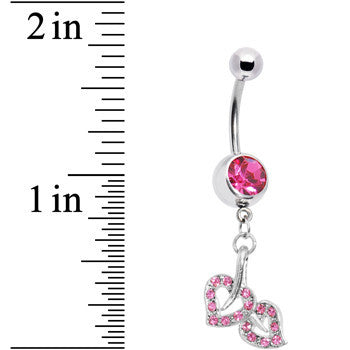 BodyCandy Pink Gem Soul mate Heart Belly Ring — detail close-up