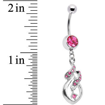 BodyCandy Pink Gem Distinctive Teardrop Belly Ring — detail close-up