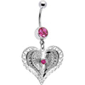 BodyCandy Pink Gem Love at First Sight Heart Belly Ring — main product shot