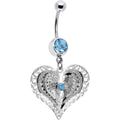 BodyCandy Aqua Gem Love at First Sight Heart Belly Ring — main product shot