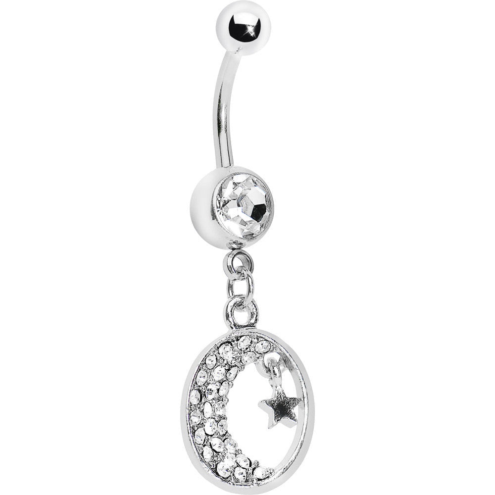 BodyCandy Clear Gem Celestial Crescent Moon Belly Ring — main product shot
