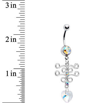 BodyCandy Tranquil Scroll Heart Belly Ring — detail close-up