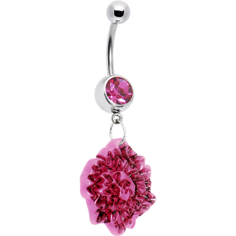 BodyCandy Pink Gem Exotic Flower Belly Ring — main product shot