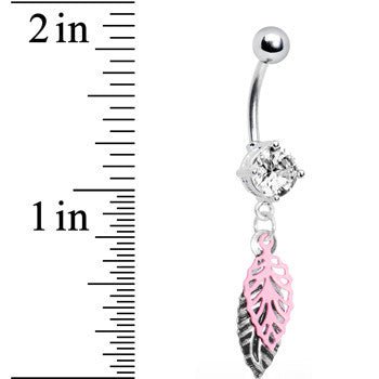 BodyCandy Crystalline Gem Falling Leaf Dangle Belly Ring — lifestyle context