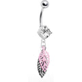 BodyCandy Crystalline Gem Falling Leaf Dangle Belly Ring — main product shot