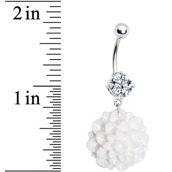 BodyCandy Crystalline Gem Full Bloom Shell Flower Belly Ring — detail close-up