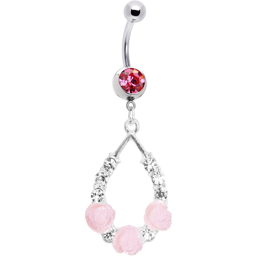 BodyCandy Pink Gem Elegant Blossoms Flower Belly Ring — main product shot