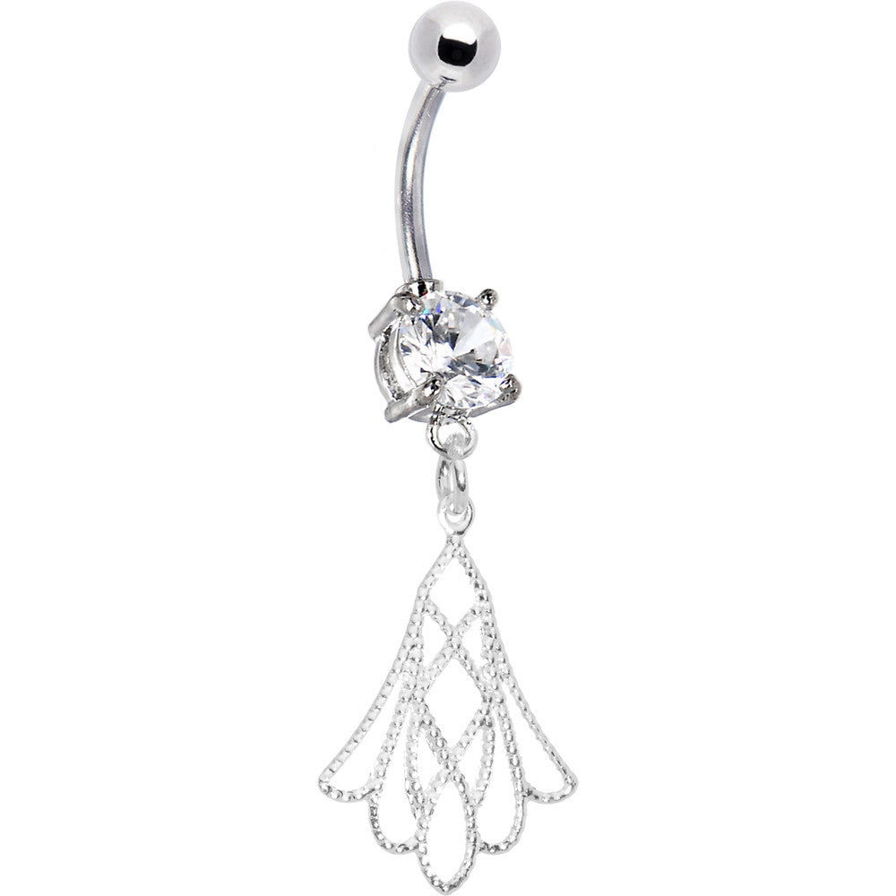 BodyCandy Crystalline Gem Openwork Tulip Flower Drop Belly Ring — main product shot