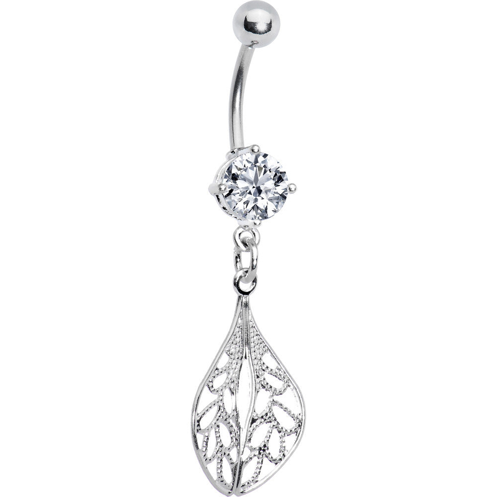 BodyCandy Crystalline Gem Dramatic Drifting Leaf Belly Ring — main product shot
