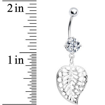 BodyCandy Crystalline Gem Fabulous Falling Leaf Belly Ring — detail close-up