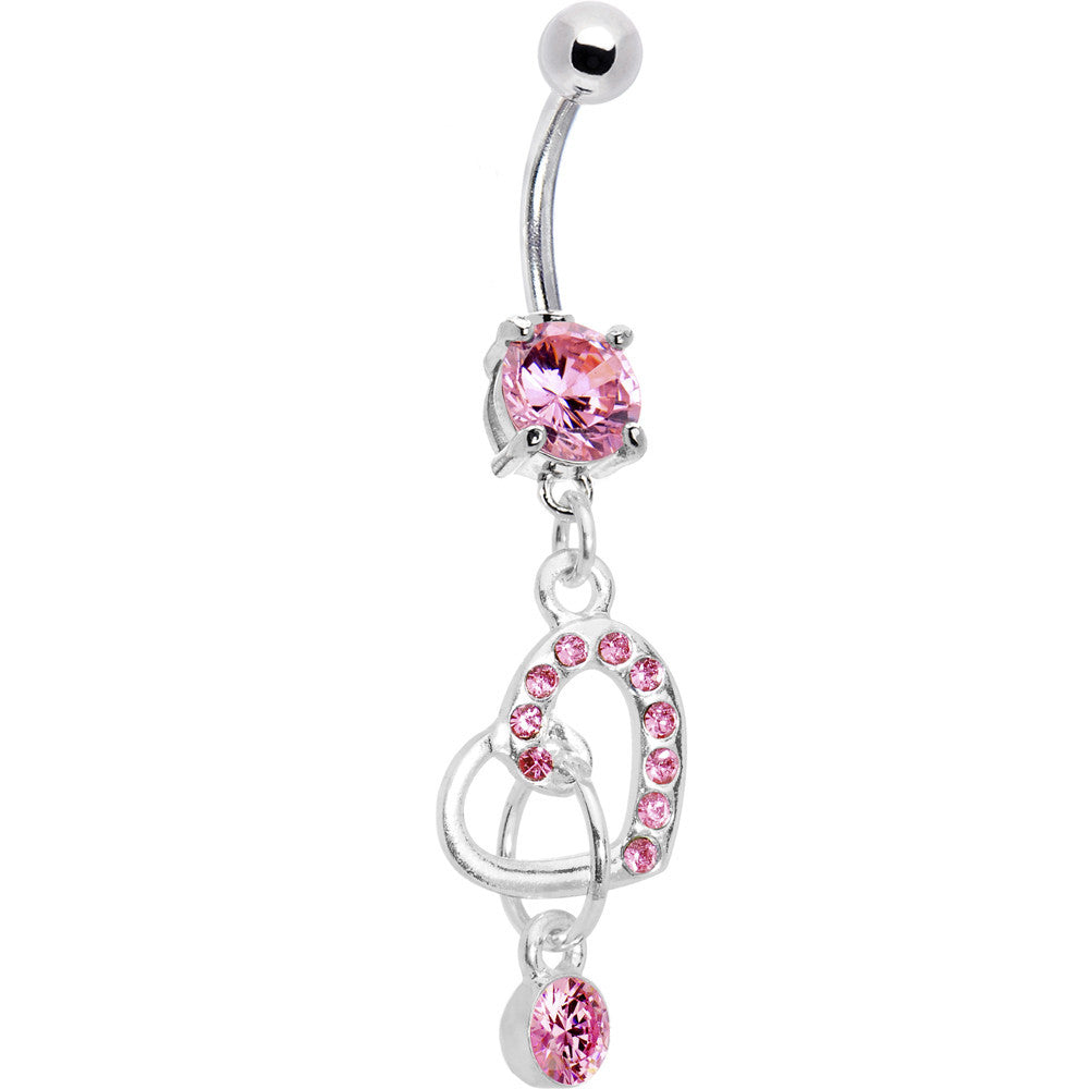 BodyCandy Pink Gem Charming Heart Dangle Belly Ring — main product shot