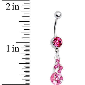 BodyCandy Pink Radiant Gem Drop Belly Ring — detail close-up