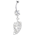 BodyCandy Crystalline Gem Faux Pearl Leaf Belly Ring — main product shot