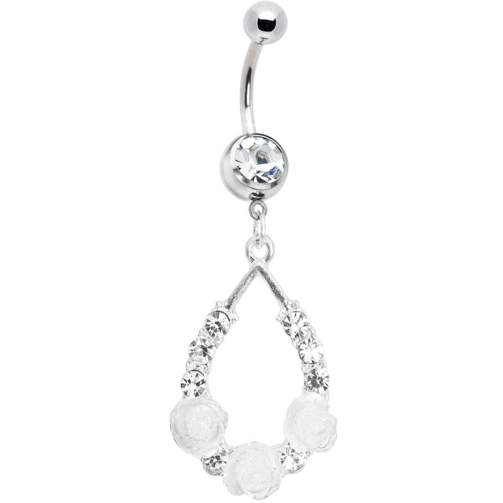 BodyCandy Clear Gem Elegant Blossoms Flower Dangle Belly Ring — main product shot