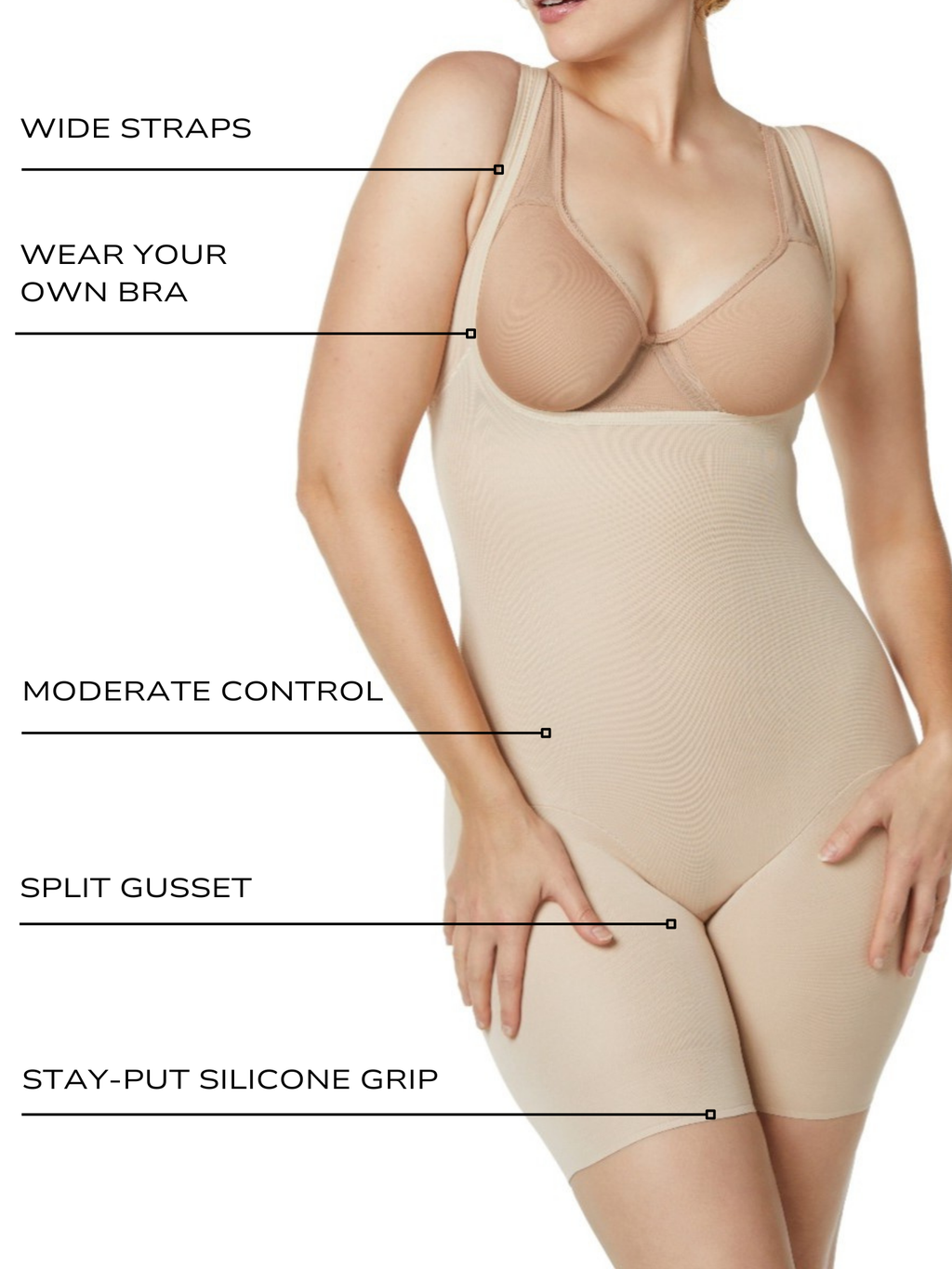 Unbelievable Comfort™ Open-Bust Thigh Slimmer Bodysuit