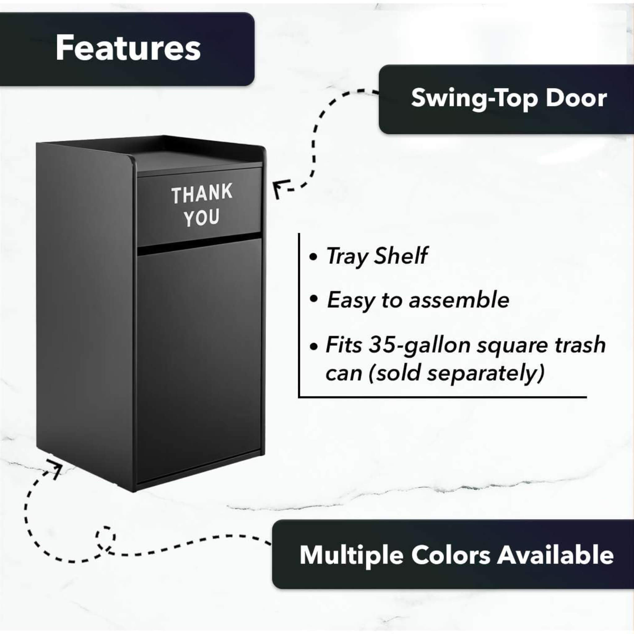 35-Gallon Wood Trash Can With Swing Door & Tray Shelf [No Trash Bin] (SAK62940) – SAKSBY WHOLESALE, view 5
