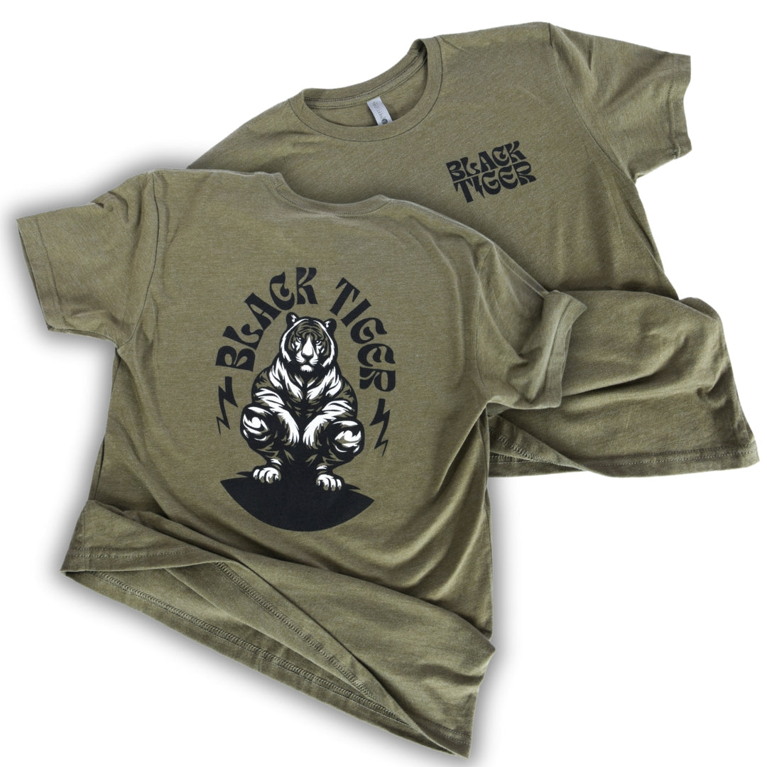 Black Tiger International Black Tiger Logo Tee Shirt — detail and construction