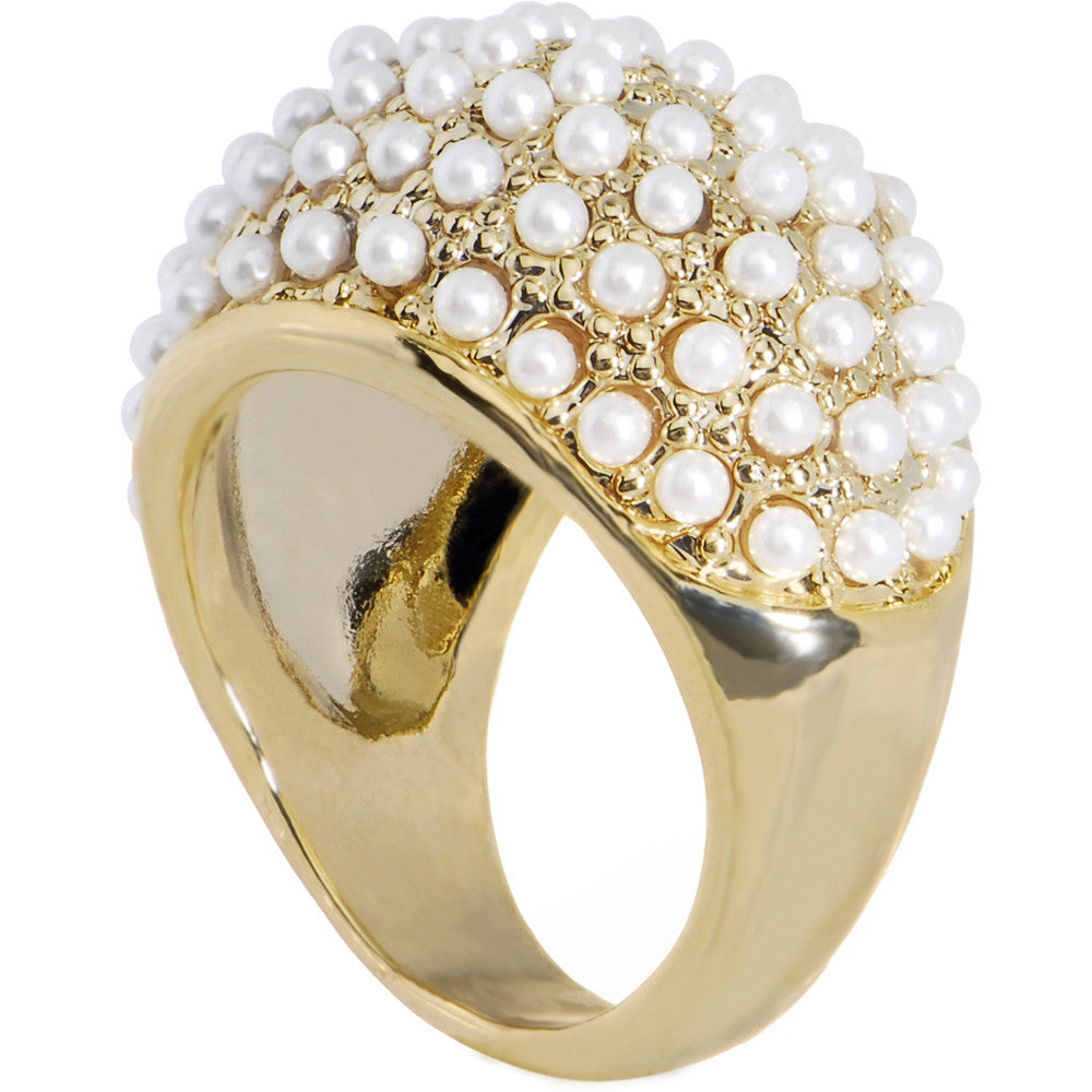 BodyCandy Size 7.5 -Goldtone Faux Pearl Princess Ring — main product shot