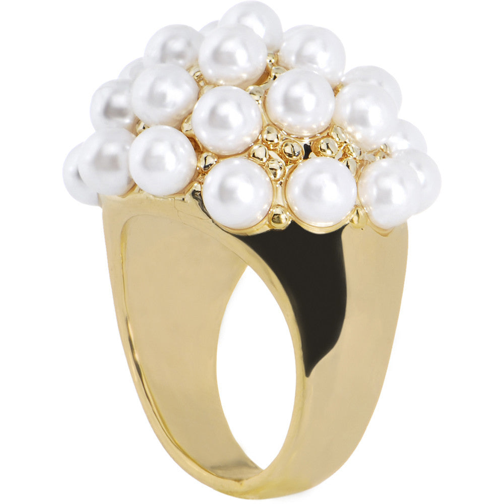 BodyCandy Size 6 -Goldtone Faux Pearl Cluster Ring — main product shot