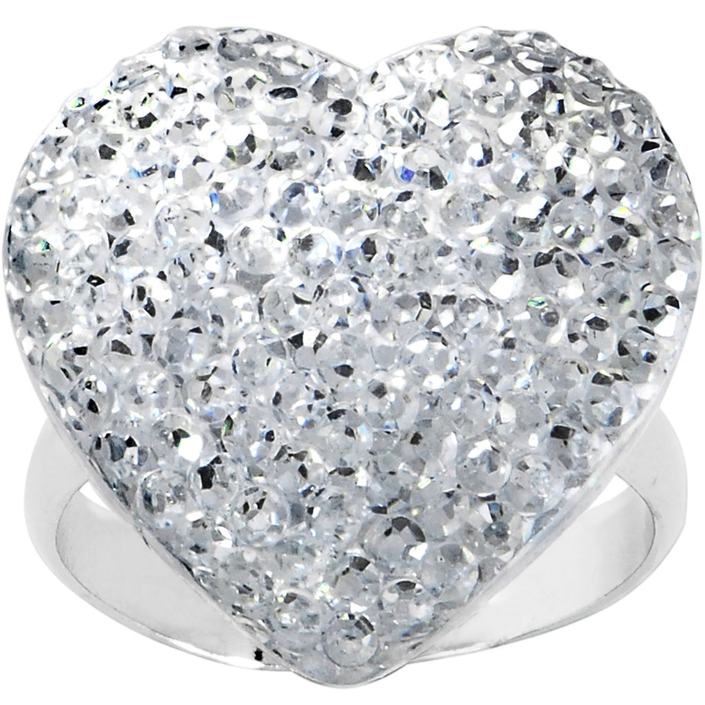BodyCandy Clear Sparkler Heart Adjustable Ring — detail close-up