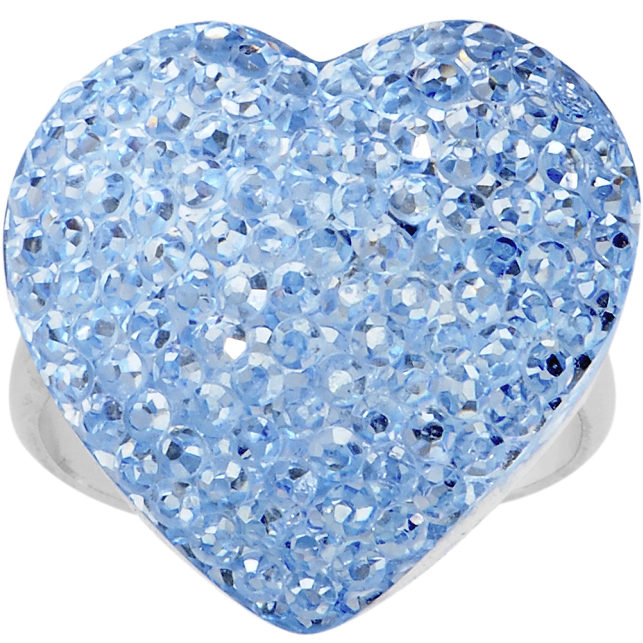 BodyCandy Light Blue Sparkler Heart Adjustable Ring — detail close-up