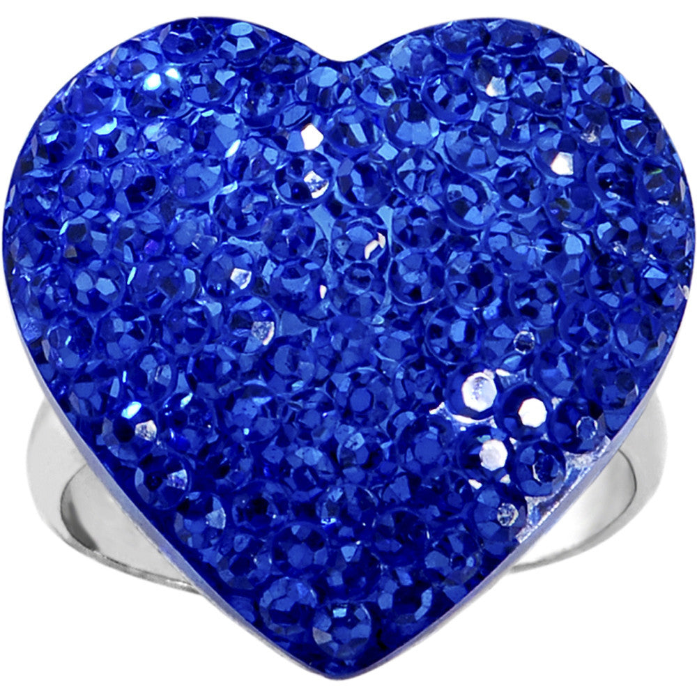 BodyCandy Blue Sparkler Heart Adjustable Ring — main product shot