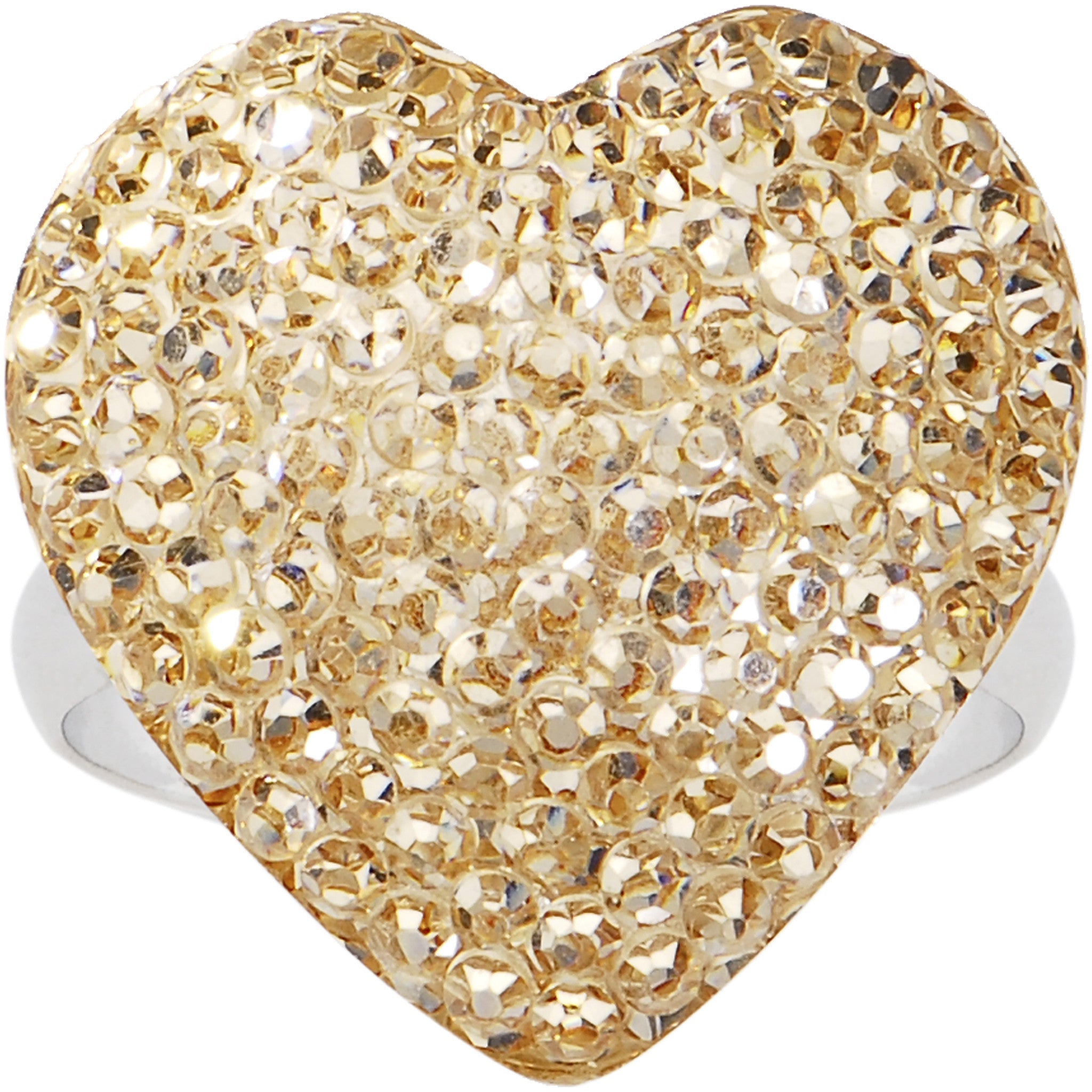 BodyCandy Tawny Sparkler Heart Adjustable Ring — detail close-up