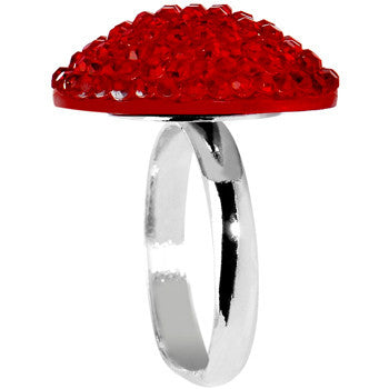 BodyCandy Red Sparkler Round Adjustable Ring — detail close-up