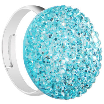 BodyCandy Aqua Sparkler Round Adjustable Ring — detail close-up