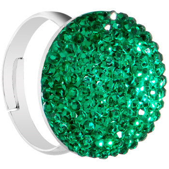 BodyCandy Emerald Green Sparkler Round Adjustable Ring — detail close-up