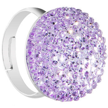 BodyCandy Light Purple Sparkler Round Adjustable Ring — detail close-up