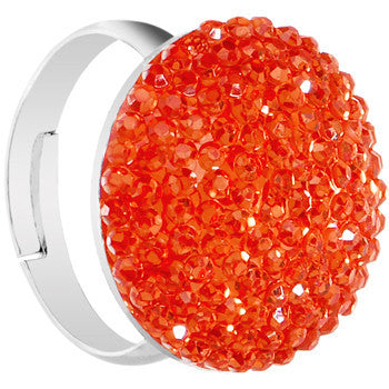 BodyCandy Orange Sparkler Round Adjustable Ring — detail close-up