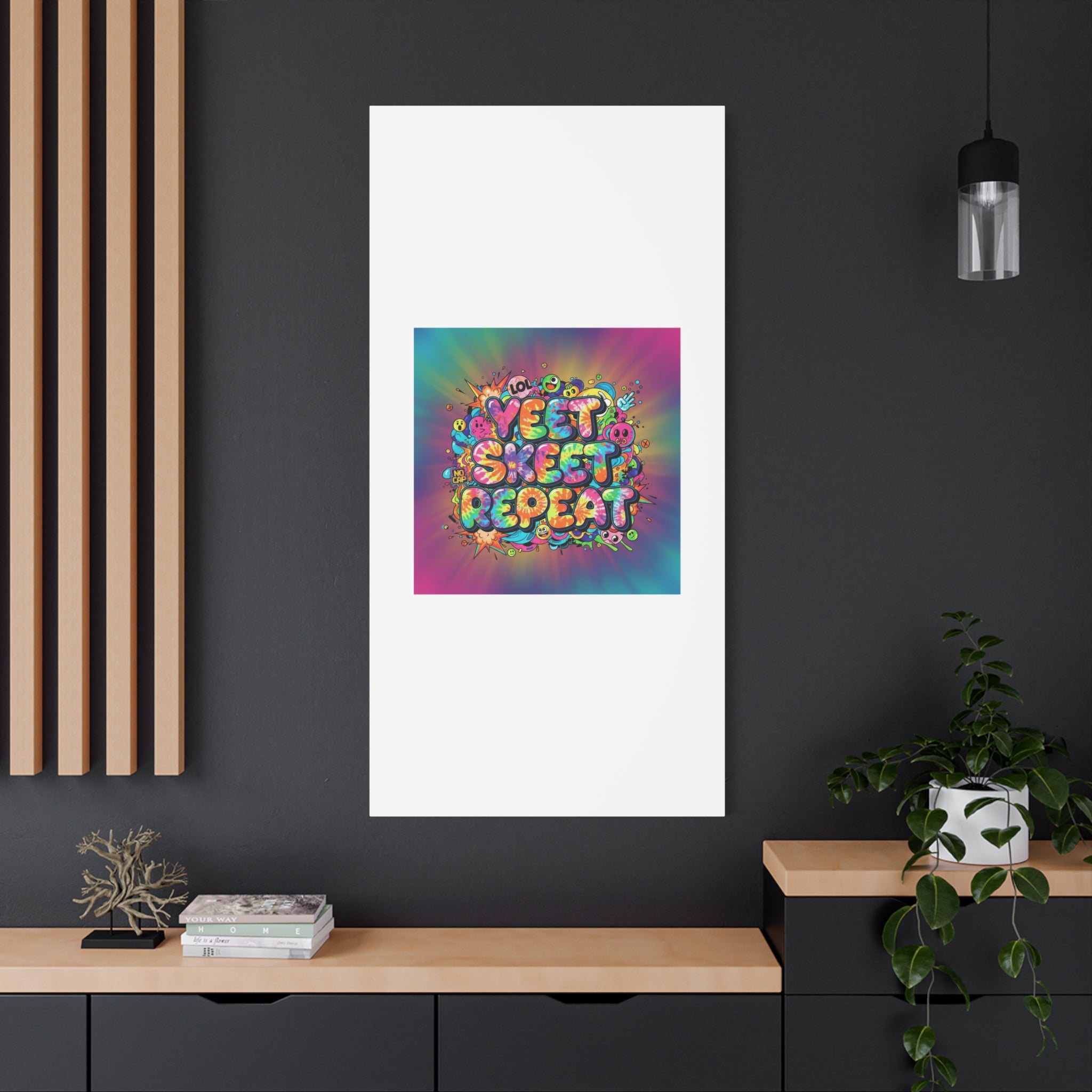 Yeet Skeet Repeat Canvas | Slogan & Glitch Graphic, Meme Phrase Wall Art