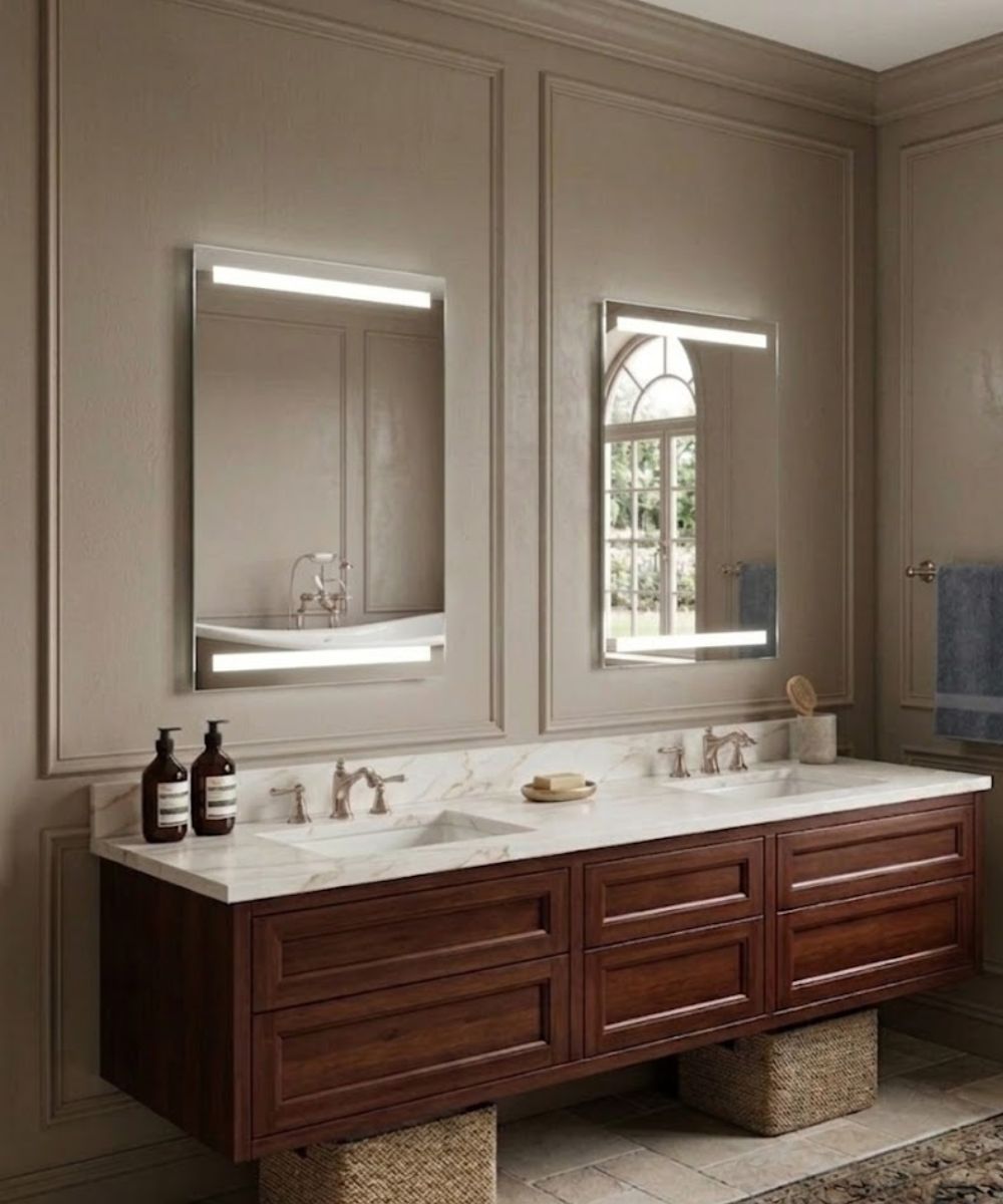 36"W x 26"H 4-Light Integrated LED Backlit Mirror with Bluetooth Soundbar – LampsUSA, view 4