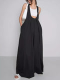 Pleated Overall Dress with Pockets