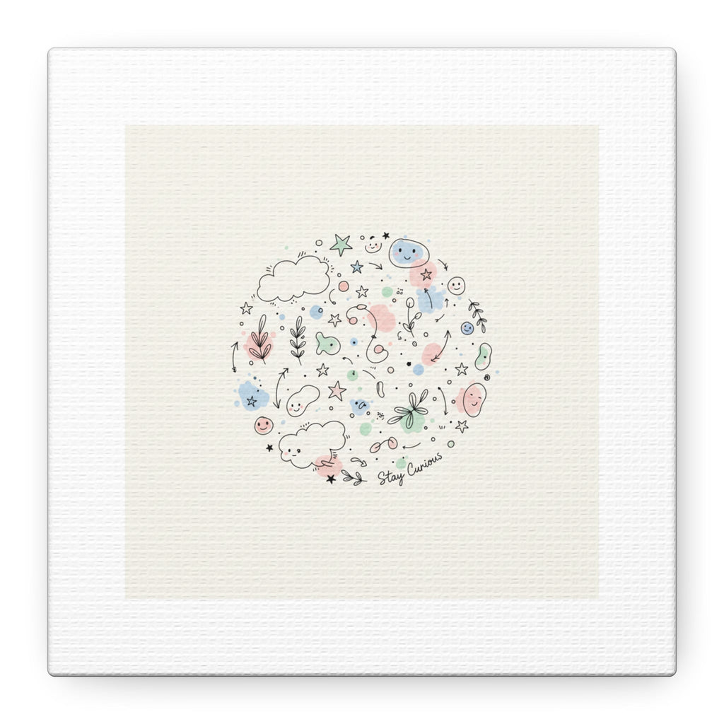 Doodle Circle Line Drawing Matte Canvas, Hand-Drawn Sketch Art