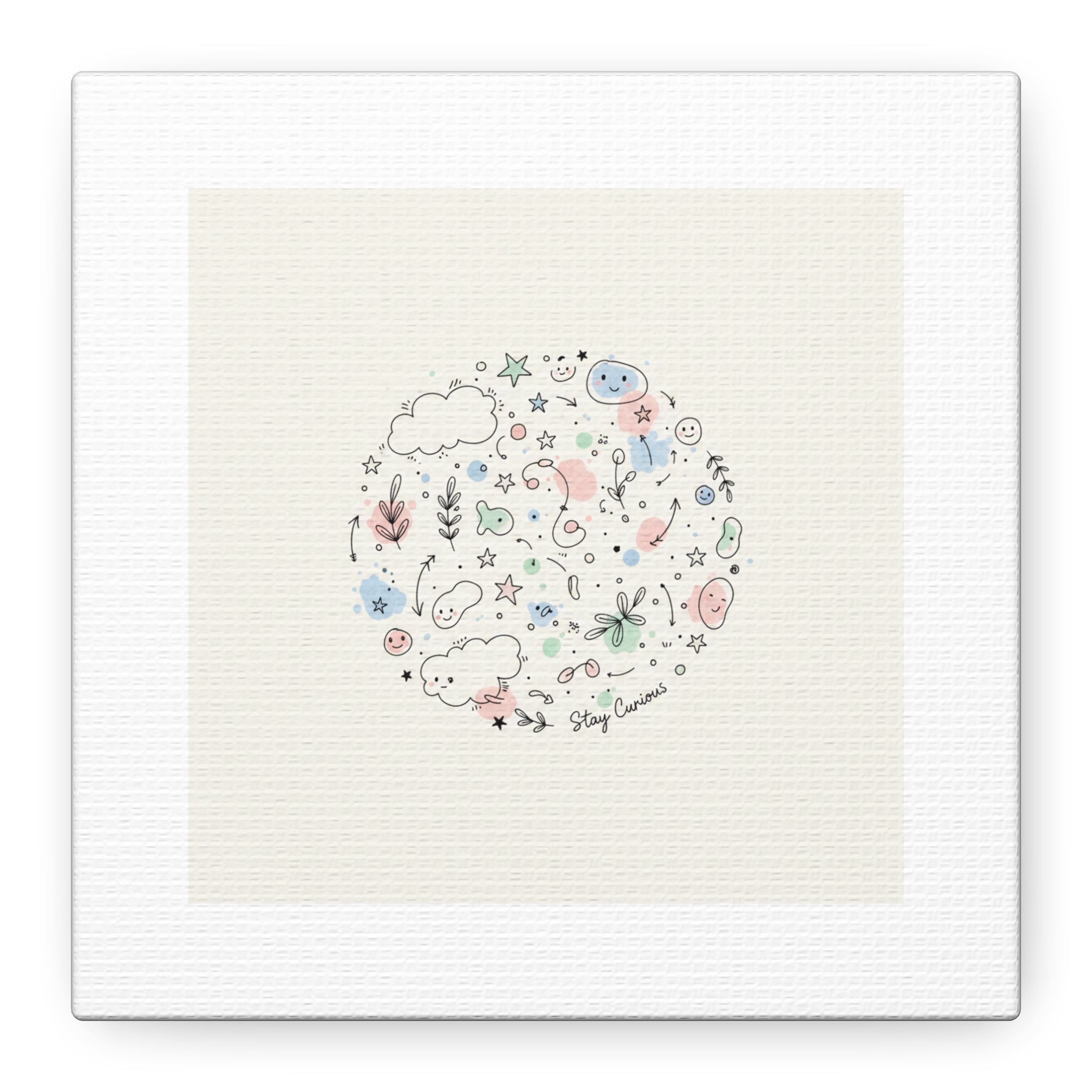 Doodle Circle Line Drawing Matte Canvas, Hand-Drawn Sketch Art