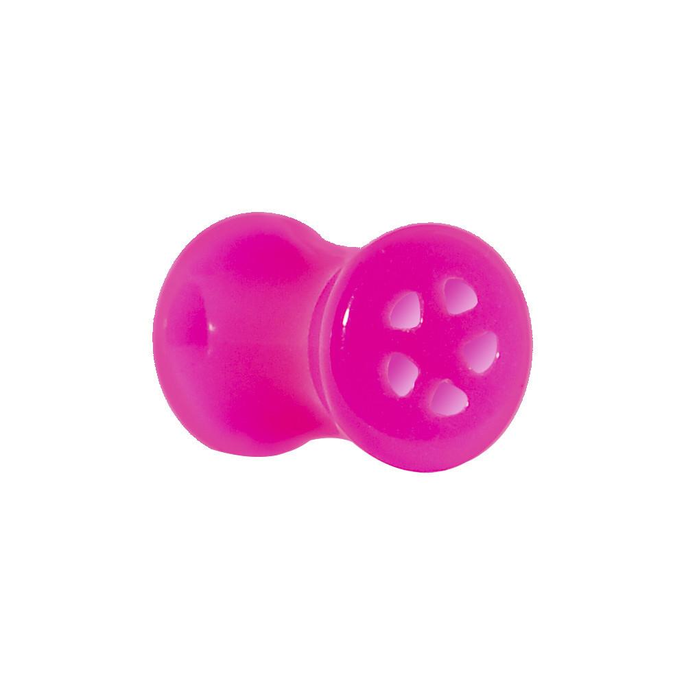 BodyCandy Acrylic Neon Pink Star Tunnel Plug 2G to 20mm — side view