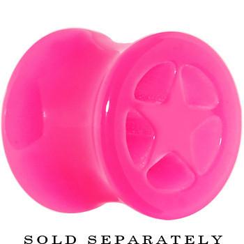 BodyCandy Acrylic Neon Pink Star Tunnel Plug 2G to 20mm — main product shot