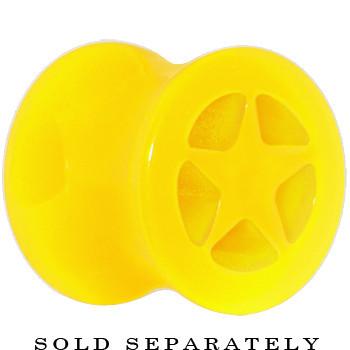 BodyCandy Acrylic Neon Yellow Star Tunnel Plug 2G to 20mm — main product shot
