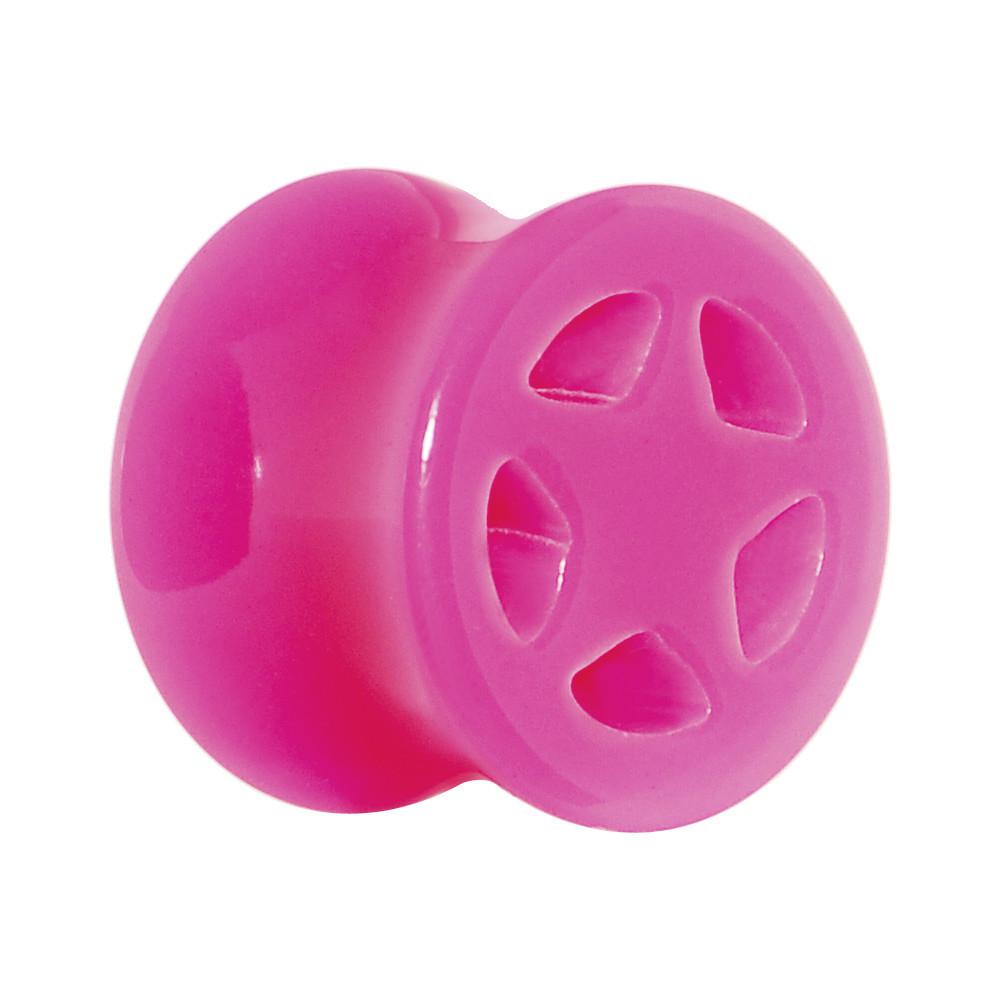 BodyCandy Acrylic Neon Pink Star Tunnel Plug 2G to 20mm — back view
