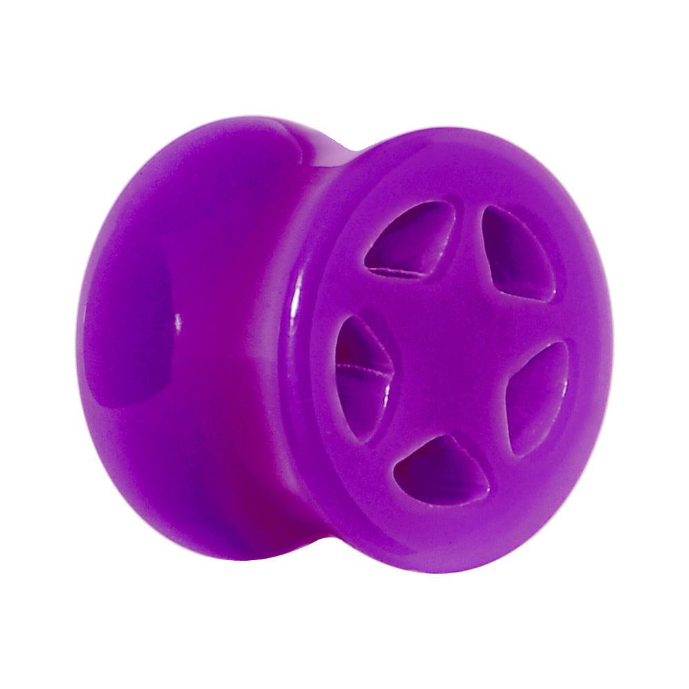 BodyCandy Acrylic Neon Purple Star Tunnel Plug 2G to 20mm — back view