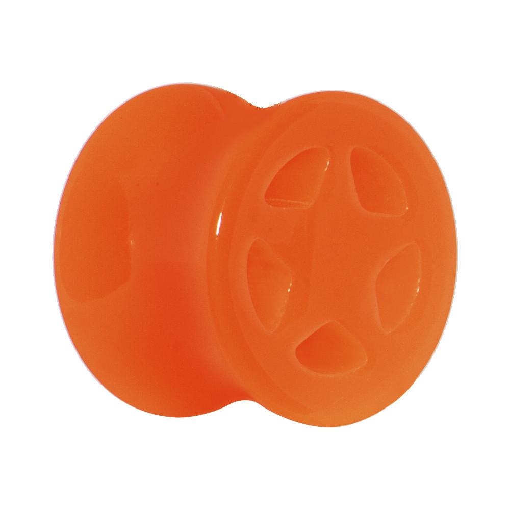 BodyCandy Acrylic Neon Orange Star Tunnel Plug 2G to 20mm — back view