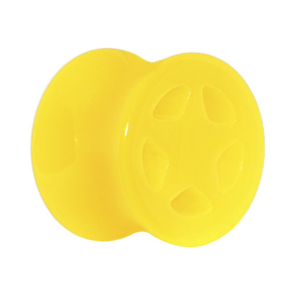 BodyCandy Acrylic Neon Yellow Star Tunnel Plug 2G to 20mm — back view