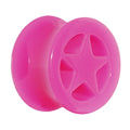 BodyCandy Acrylic Neon Pink Star Tunnel Plug 2G to 20mm — color detail