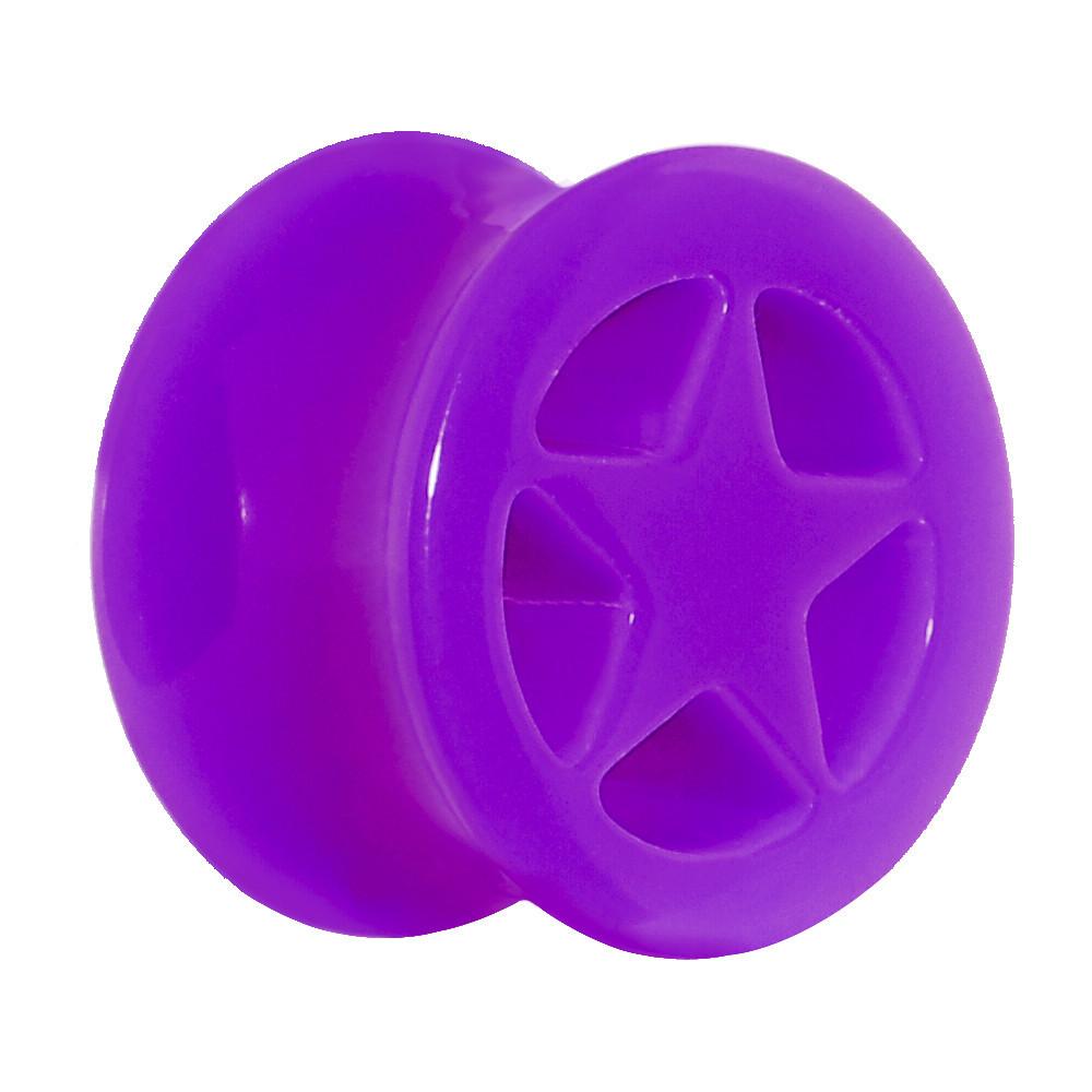 BodyCandy Acrylic Neon Purple Star Tunnel Plug 2G to 20mm — alternative angle